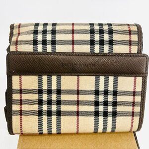 Burberry Beige and Brown Checkered Wallet